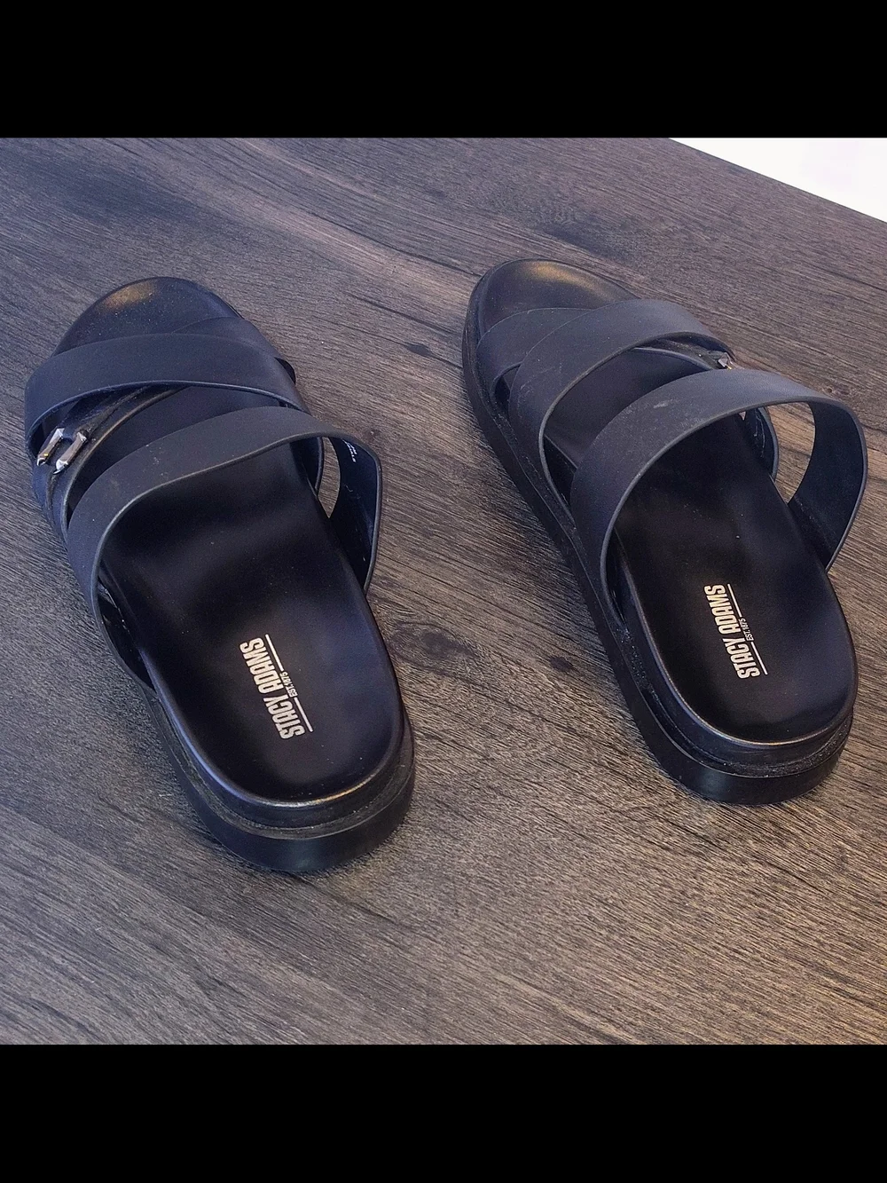 Stacy Adams Men's Black Crisscross Slide Sandals